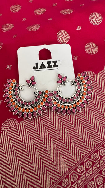 Orange Pink Oxidised Earrings