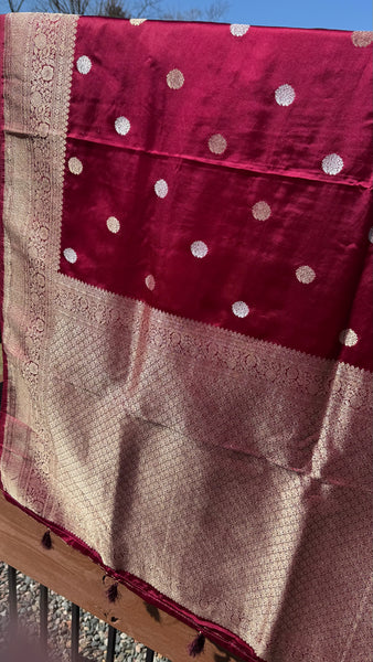 Deep Maroon and Dual Tone Soft Silk Saree