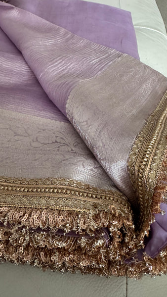 Lavendar Lilac Purple Tissue Banarasi