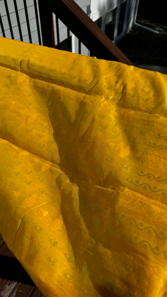 Yellow Jamdani Saree with Traditional Woven Design