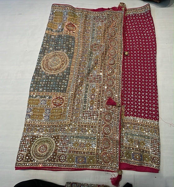 Rani Pink and Pastel Multicolor Border Saree