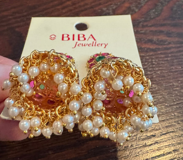 Ruby Green Kemp Stone Temple Earring