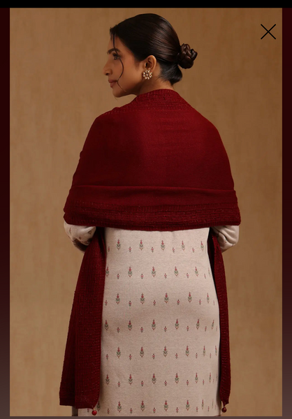 Maroon Acrylic Knitted Shawl