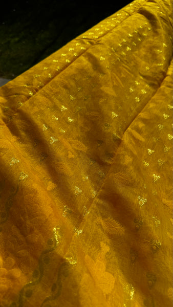 Yellow Jamdani Saree with Traditional Woven Design