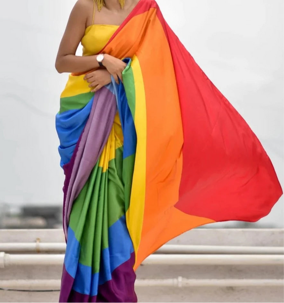 Multicolor Rainbow Modal Viscose Saree