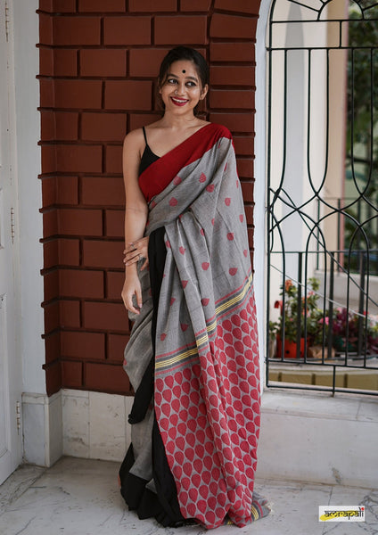 Pure Handloom Cotton Rain Drop Saree