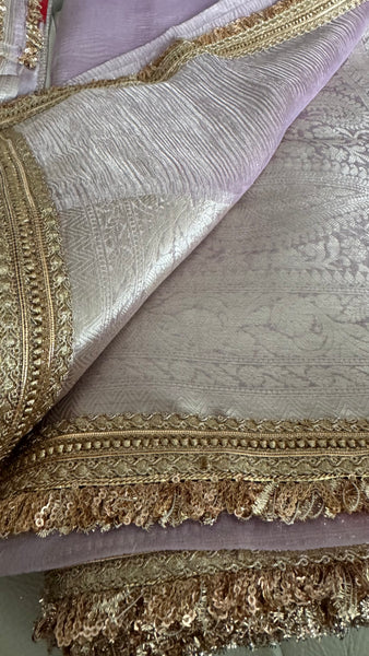 Lavendar Lilac Purple Tissue Banarasi