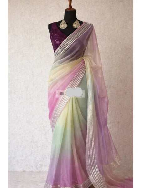 Marshmallow Silver Lining Organza Saree
