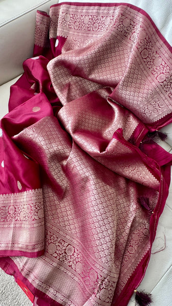 Deep Maroon and Dual Tone Soft Silk Saree