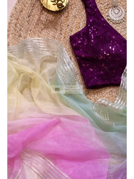 Marshmallow Silver Lining Organza Saree