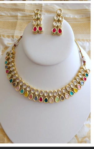 Multi Kundan Necklace Set