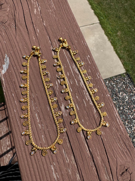 Gold Plated Polki Anklet Pair