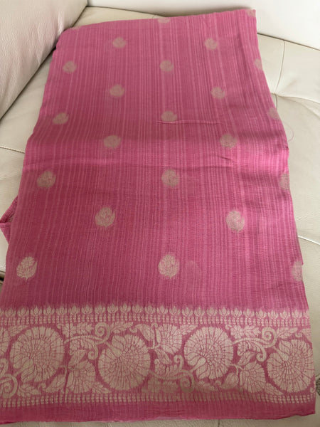 Baby Pink Khaddi Georgette Munga Silk Saree