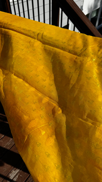 Yellow Jamdani Saree with Traditional Woven Design
