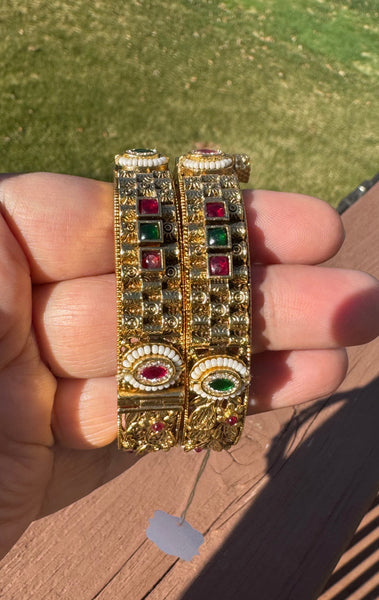 Openable Rajwadi Gold Indian Kada Bangles