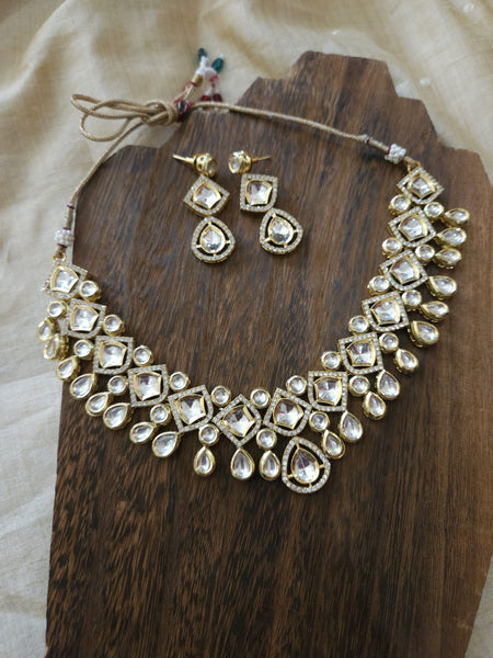 Gold Plated Uncut Polki Kundan Necklace Set