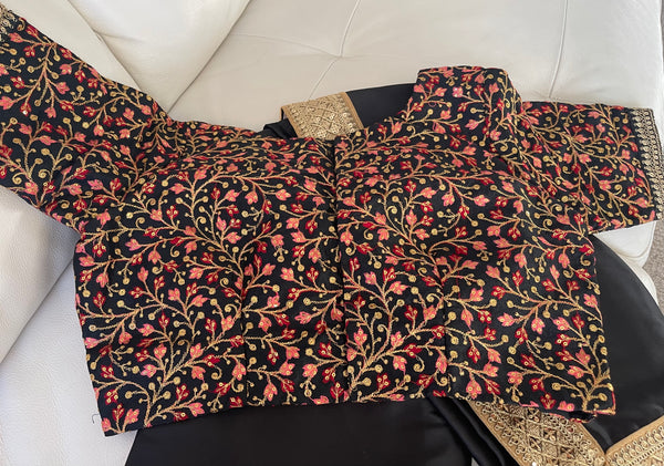 Black Multicolor Embroidered Blouse