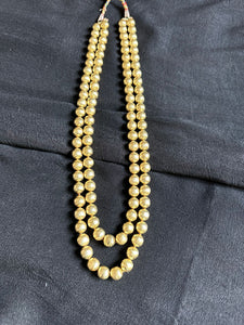 Two line round Beaded Gold Matar Mala