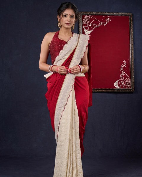 Cotton Silk & Hakoba Combination saree with beautiful Scallops