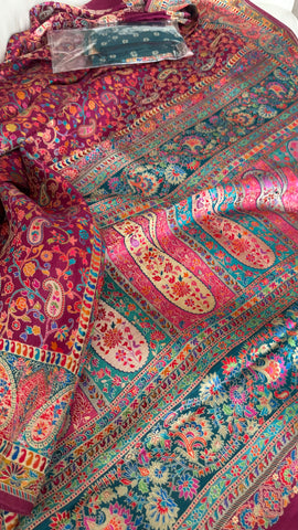 Magenta Mauve Pashmina Kani Silk Saree