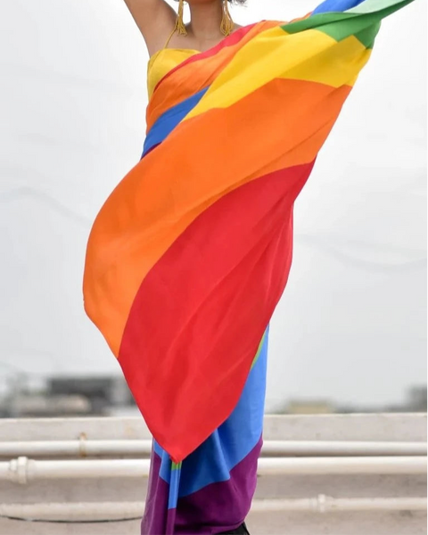 Multicolor Rainbow Modal Viscose Saree