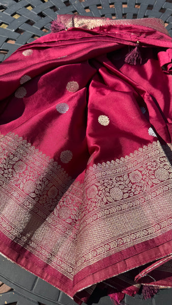 Deep Maroon and Dual Tone Soft Silk Saree