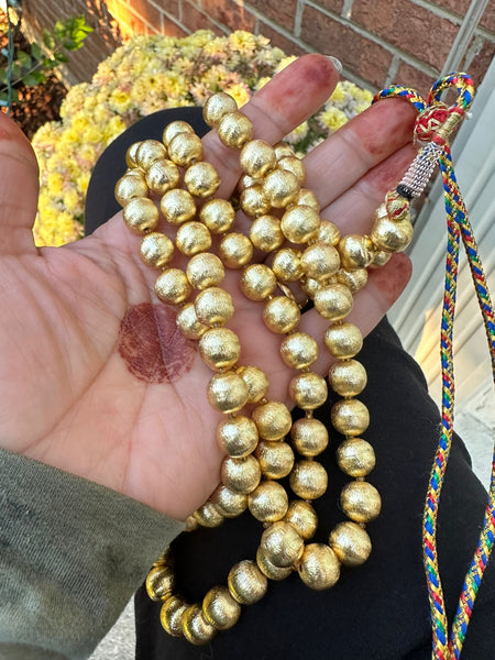 Two line round Beaded Gold Matar Mala
