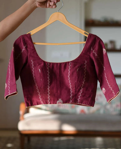 Readymade Maroon Cotton Blouse