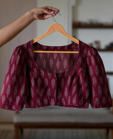 Readymade Maroon U Neck Cotton Blouse