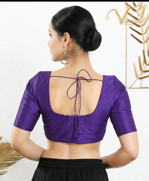 Vamas Brinjal Brocade Front Open Blouse