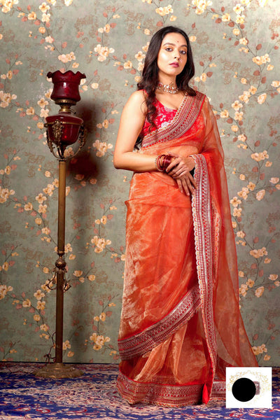 Marigold Shagun Glass Tissue Saree