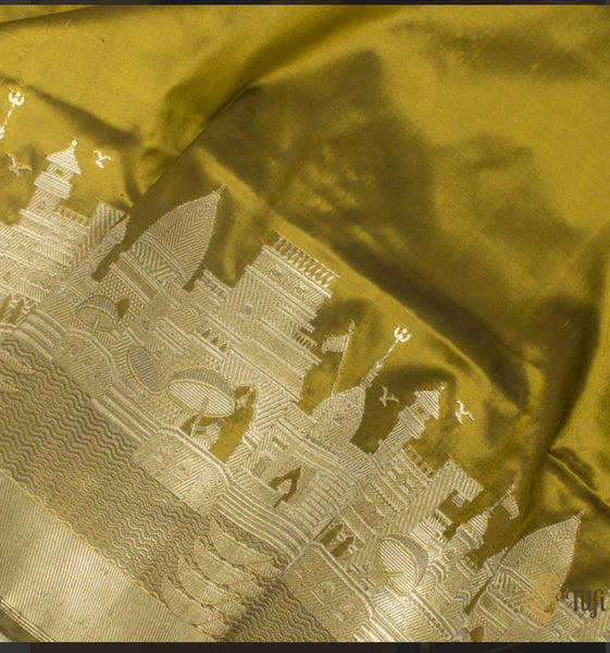 Kashi Elegance – Shade of Yellow and Gold Mashru Silk Banarasi Handloom Saree