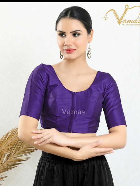 Vamas Brinjal Brocade Front Open Blouse