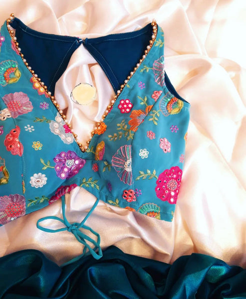 CYAN BLUE GEORGETTE BLOUSE