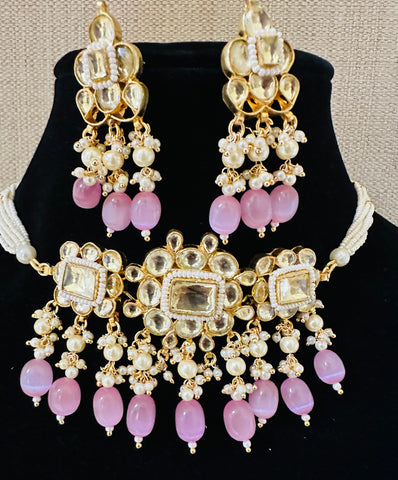Pink Pearl Kundan Choker Set
