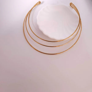 Three layer 18k gold plated stainless steel Hasli necklace
