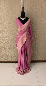 Baby Pink Khaddi Georgette Munga Silk Saree
