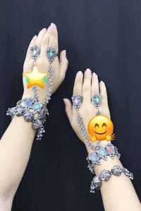 Oxidized glass haathphool/Afgani hand harness