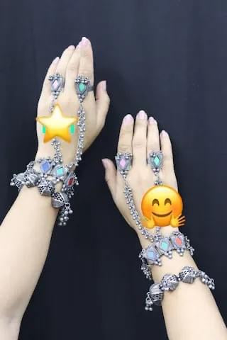 Oxidized glass haathphool/Afgani hand harness