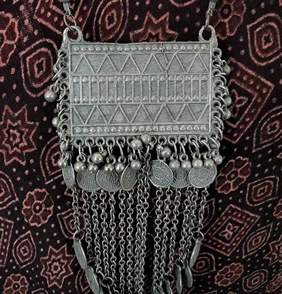 Black Metal Oxidized German Silver Necklace and Earring Set