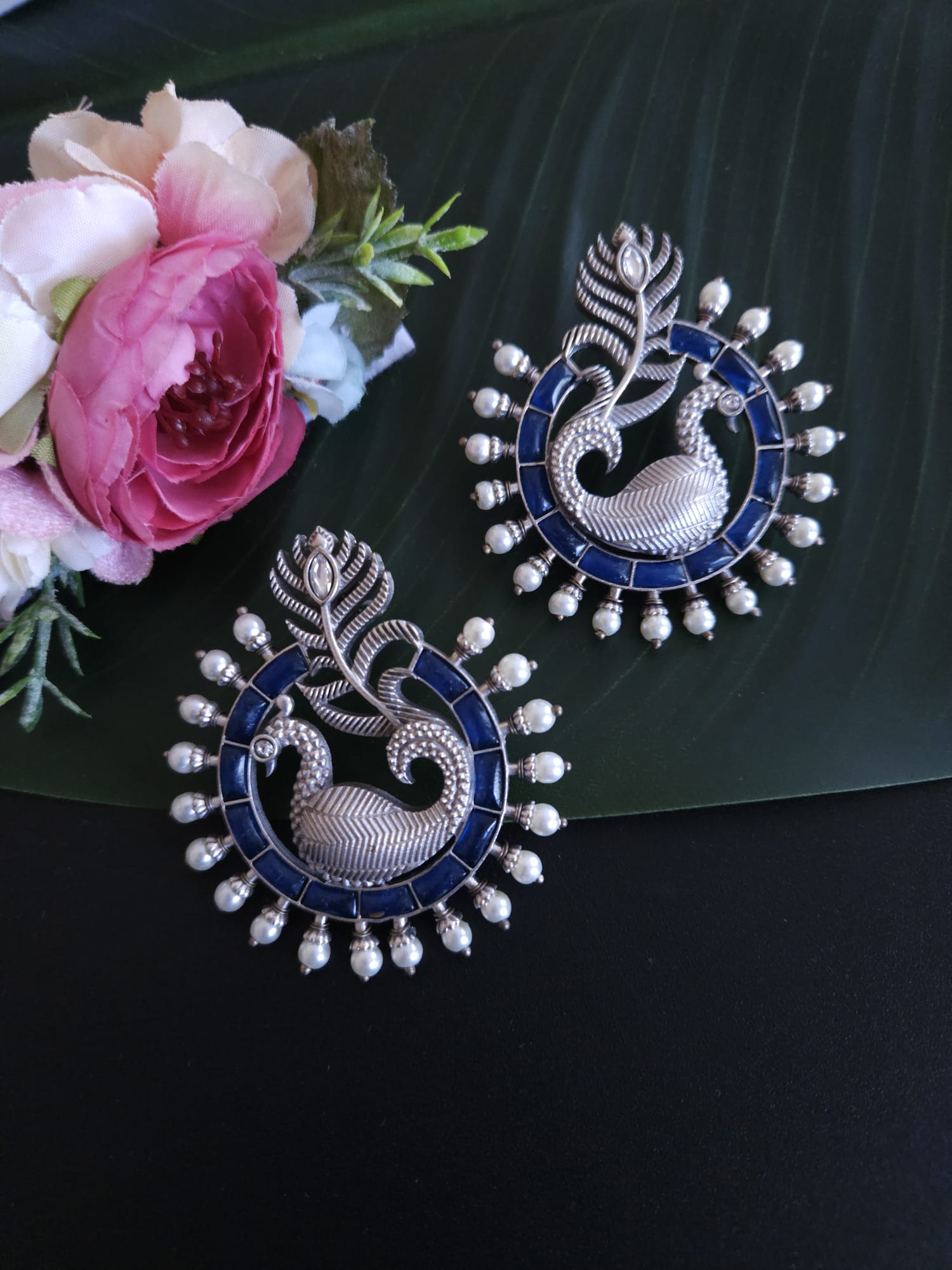 Blue Kemp Stud Earrings