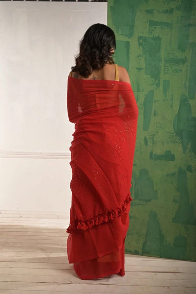 Red Mul Mul Cotton Saree