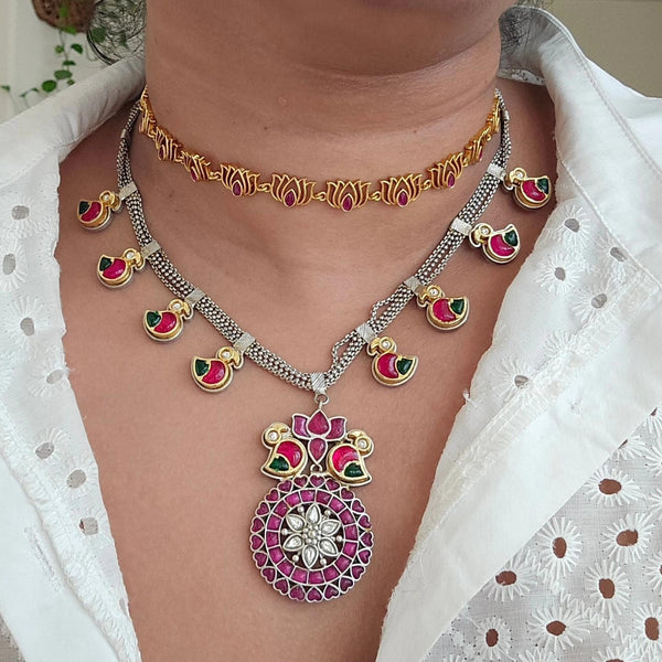 Achyutha Kemp Ruby Stone Choker Necklace and Earring set