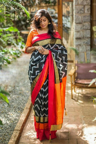 Pure Ikkat Double Weaving Silk Saree