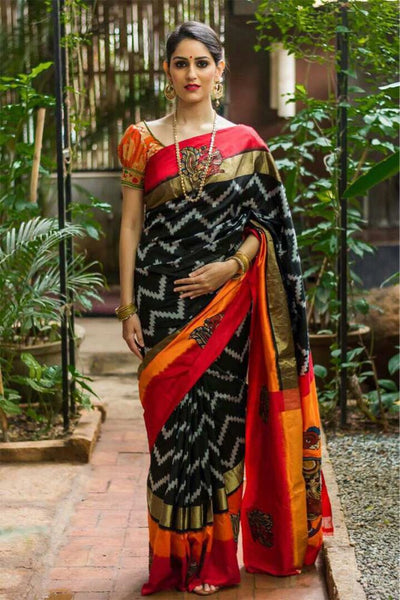 Pure Ikkat Double Weaving Silk Saree
