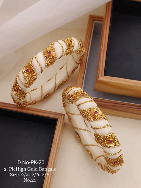White and Gold Brass high gold Bengali Bangles