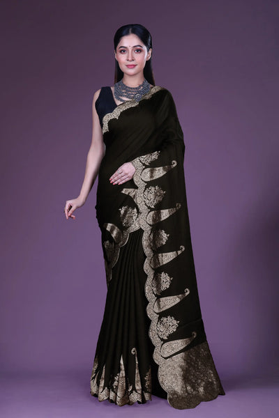 Black and Gold Soft Mashru Silk Saree