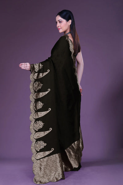 Black and Gold Soft Mashru Silk Saree