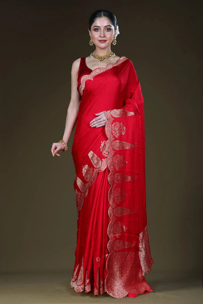 Red and Gold Soft Mashru Silk Saree
