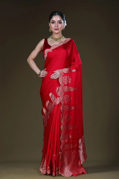 Red and Gold Soft Mashru Silk Saree